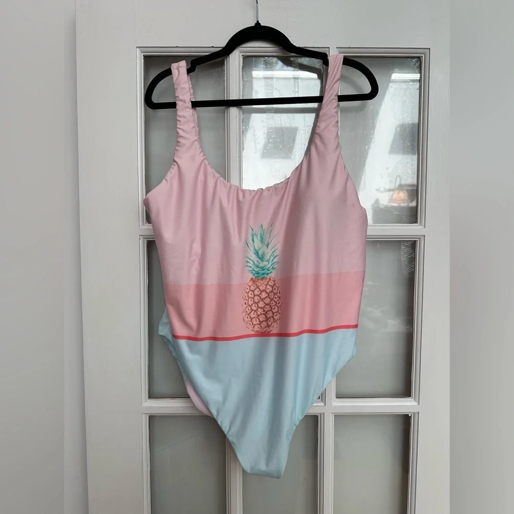 The Bikini Lab Pineapple Pop Art One Piece Swimsuit Plus Size 2X NWOT